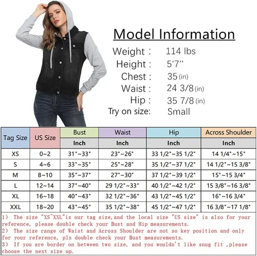 Vista 6 de MISS MOLY Chaqueta de mezclilla con capucha y cordón en capas para mujer