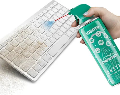 Vista 2 de iDuster Plumero de aire enlatado comprimido - Limpiador de teclado electrónico desechable para limpiar plumero