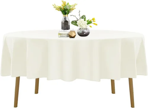 Vista 90 de Mantel de poliéster lavable de 132 pulgadas, resistente a las manchas y a las arrugas, mantel decorativo para mesa de comedor, fiestas de bufé