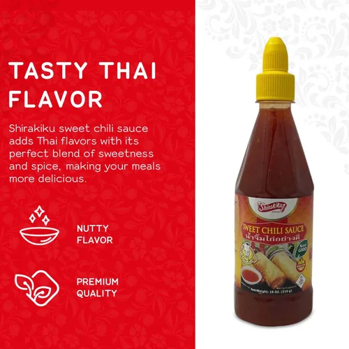 Vista 3 de Shirakiku Salsa de chile dulce – Chile tailandés de sabor dulce y picante sin OMG, salsa de botella exprimible con tapa giratoria, ideal