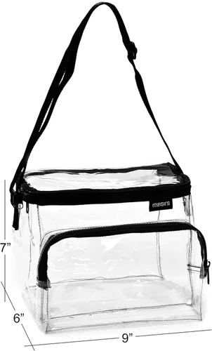 Vista 2 de Masirs Bolsa de Almuerzo Transparente, Bolsa de Almuerzo de Plástico PVC Duradero Transparente con Correa de Hombro Ajustable para Oficiales