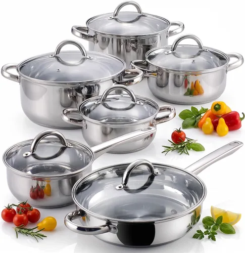 Vista 11 de Cook N Home Basics - Juego de utensilios de cocina de acero inoxidable Mango de silicona gris