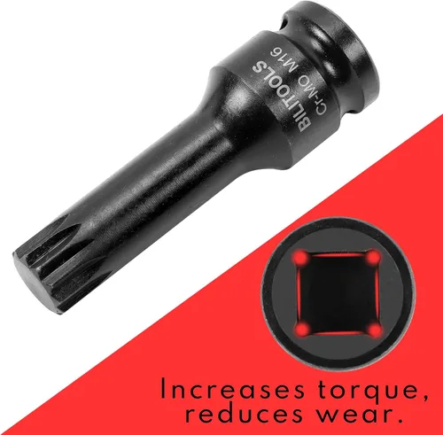 Vista 3 de BILITOOLS Juego de 8 piezas Impact XZN Triple Square Spline Bit Socket Set 1/2 inch Drive, M5-M18, Cr-Mo Steel