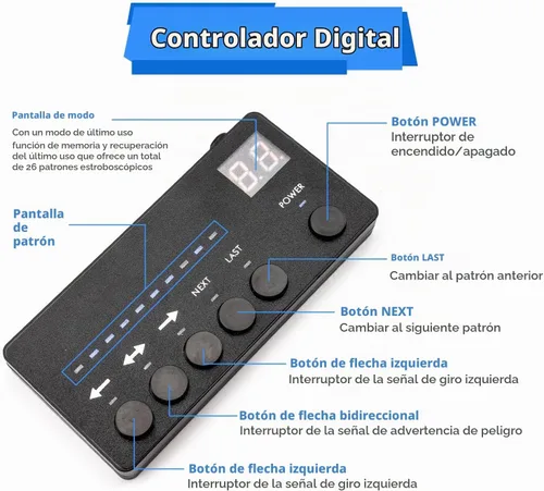 Vista 6 de Wsays 4 piezas, 16 LED, 5,1 cm x 35,6 cm, luz estroboscópica blanca y ámbar para salpicadero con controlador, arnés de cableado y ventosa, barra