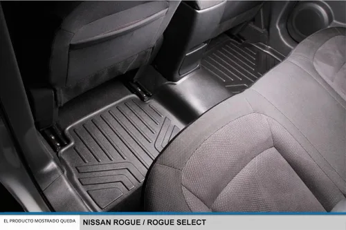 Vista 4 de SMARTLINER Juego de tapetes de piso de ajuste personalizado de 2 filas compatibles con Nissan Rogue 2008-2013