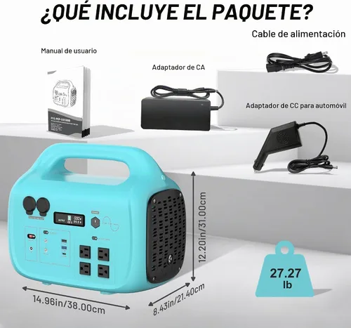 Vista 3 de Estación De Energía Portátil 1000W 1024Wh,Generador Portátil Para
