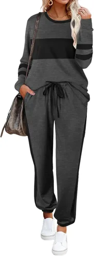 Vista 84 de Aloodor conjunto deportivo de 2 piezas para mujer, con sudadera con cuello redondo, sin botones