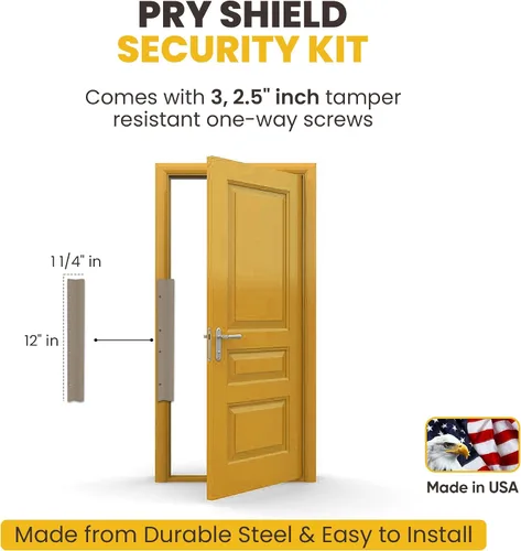 Vista 3 de Door Armor 12″ Pry Shield Accesorio de seguridad para puerta – Protector de cerradura de acero resistente, evita ataques de palanca, fácil