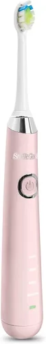 Vista 4 de Practicon SmileGoods Cepillo de dientes sónico con temporizador automático, base de carga y dos cabezales de cepillo (cepillo de diente, rosa)