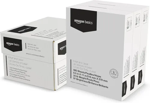 Vista 10 de Amazon Basics - Papel de copia multipropósito para impresora (blanco brillante 96, 8.5 x 11 pulgadas, 1 resma (500 hojas)