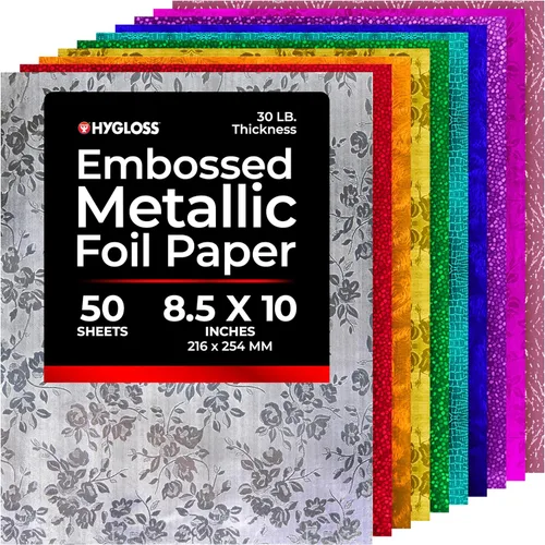 Vista 12 de Hygloss Papel Metálico - 288 Hojas 8 Colores Surtidos de Papel Metálico - 8.5x10 Pulgadas - Papel Metálico Ideal para Manualidades - Hojas de Papel