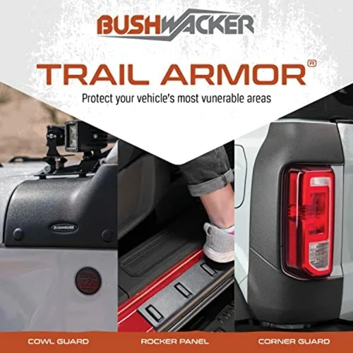 Vista 5 de Bushwacker Trail Armor Rocker Panel Juego de 4 piezas, negro, acabado texturizado 14099 Se adapta a Ford Ranger 2019-2022, SuperCrew con caja