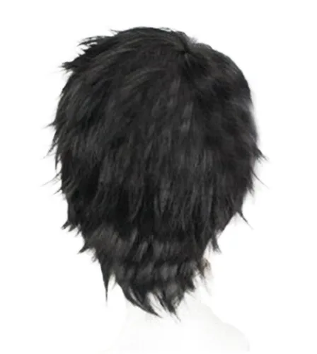 Vista 3 de Unisex Short Black Curly Wig, Layered Multifunctional Cosplay Halloween Wig