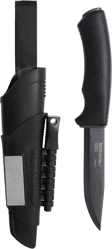 Vista 7 de Morakniv Cuchillo de Supervivencia Bushcraft de Hoja Fija de Acero al Carbono con Funda y Encendedor de Fuego, Negro, 4.3 Pulgadas