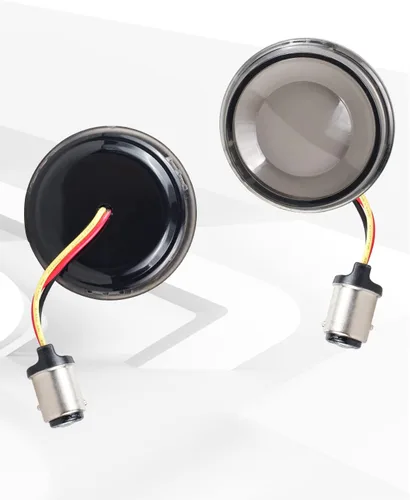 Vista 5 de 1157 Señales de giro LED delanteras y traseras de 2 pulgadas, luz de señal de giro de bala integrada lente ahumada compatible con Harley Softail