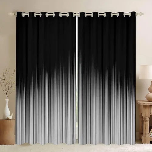 Vista 39 de Feelyou Cortinas abstractas degradadas para niños, adolescentes y mujeres, cortinas de ventana azules, moradas y negras, tratamientos geométricos