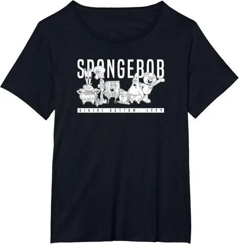 Vista 32 de Bob Esponja Vintage Group Simple Logo Camiseta, Negro