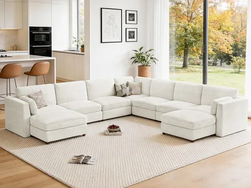 Vista 77 de CUGOAO Sofá biplaza extragrande de 83.5 pulgadas, sofás para sala de estar, sofá nube de felpilla de asiento profundo, sofá modular seccional, funda