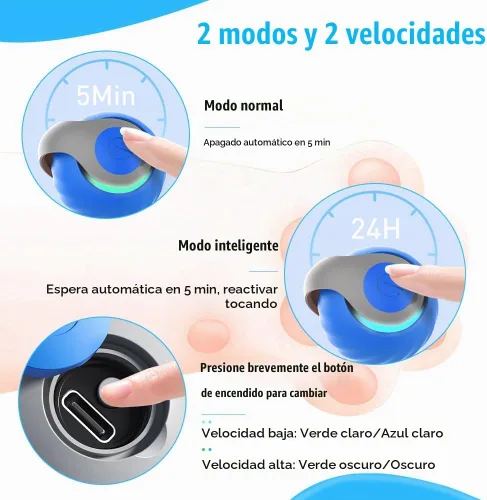 Vista 6 de 2 piezas Speedy Tail, pelota interactiva 2.0 de juguete para gatos para interiores, bolas automáticas de sprint rápido y bola de canciones, juguetes