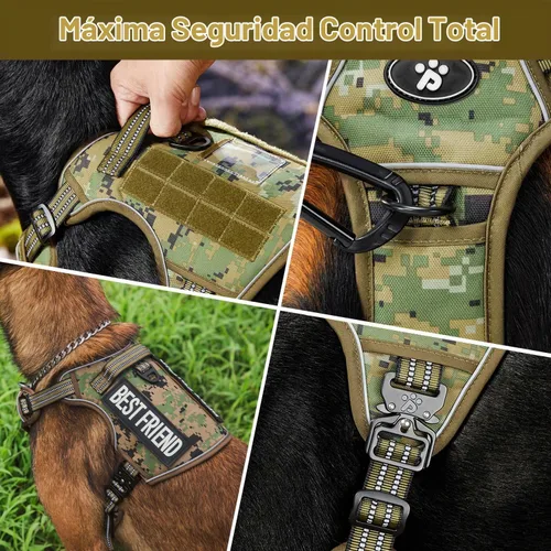 Vista 2 de PawsPassion Arnés para perro sin tirones para perro mediano y grande, arnés táctico ajustable resistente, chaleco de servicio Voyager con mango