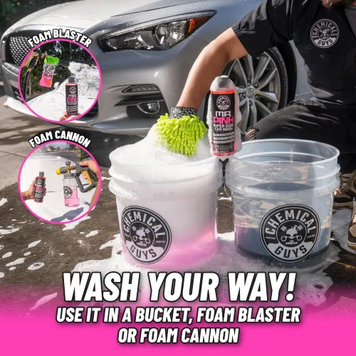 Vista 4 de Chemical Guys Mr. Pink - Jabón espumoso para lavado de autos (funciona con cañones de espuma, pistolas de espuma o lavados de cubeta) seguro