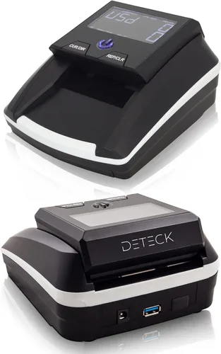 Vista 2 de DETECK DT10C Máquina detector de billetes falsificados portátil, dirección automática de 4 vías USD y EUR contador de valor, detector de dinero