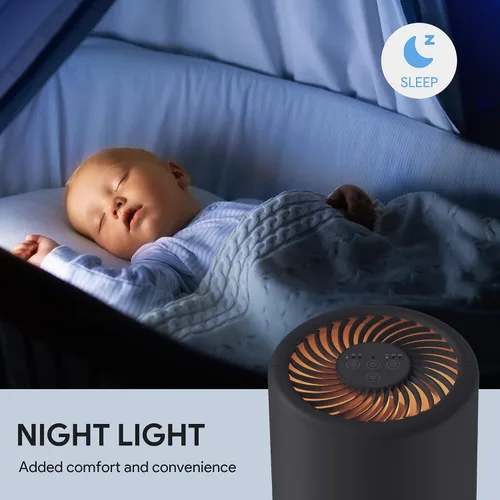Vista 8 de Purificadores de aire para recámara, FULMINARE Filtro de aire HEPA H13 verdadero, limpiador de aire silencioso con luz nocturna, purificador de aire