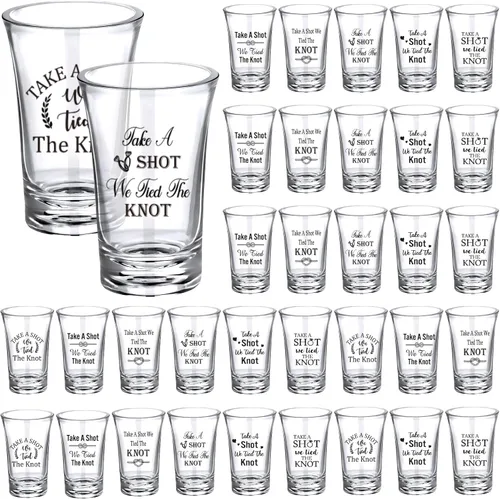 Vista 7 de Cunhill Paquete de 36 vasos Take a Shot We Tied the Knot Shot, juego de recuerdos de boda de 1.2 onzas, recuerdo de boda, acrílico divertido