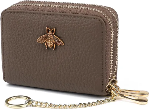 Vista 22 de imeetu Soporte para tarjetas de crédito RFID, cartera pequeña de cuero con cremallera para mujer