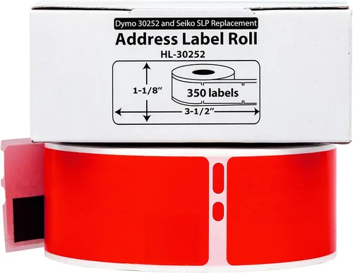 Vista 2 de Labellines - Etiquetas de dirección compatibles con DYMO 30252 RED 10 rollos (1-1/8 x 3-1/2 pulgadas), sin BPA