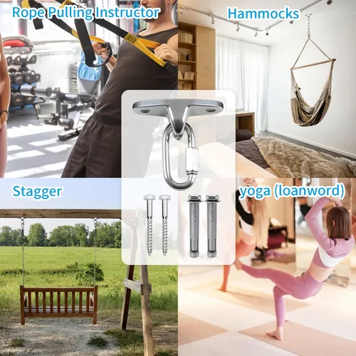 Vista 6 de Dakzhou Heavy Duty Swing Hanger Swing Brackets Wooden and Concrete Bolts 2000 lb Capacity Playground Porch Yoga Seat Trapeze SwingSets Indoor Outdoor