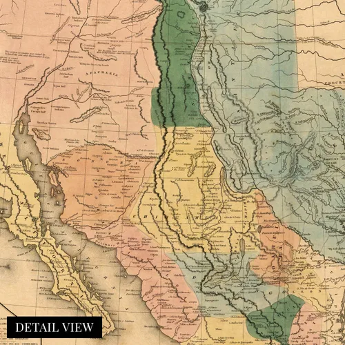 Vista 2 de HISTORIX Vintage 1846 Mapa de Estados Unidos de México, arte histórico de pared de 18 x 24 pulgadas, mapa antiguo de los Estados de México