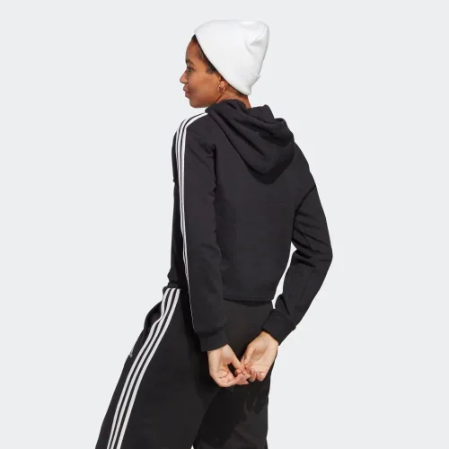 Vista 4 de adidas Sudadera con capucha de rizo francés de 3 rayas Essentials para mujer