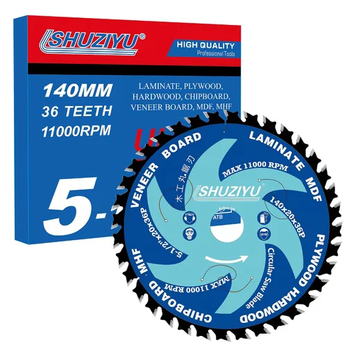 Vista 14 de 3-3/8" (85mm)-24T, hoja de sierra circular de trabajo de madera, eje 0.591 in con 3/8"(10mm) Wahser, para laminado, tablero de chapa, madera
