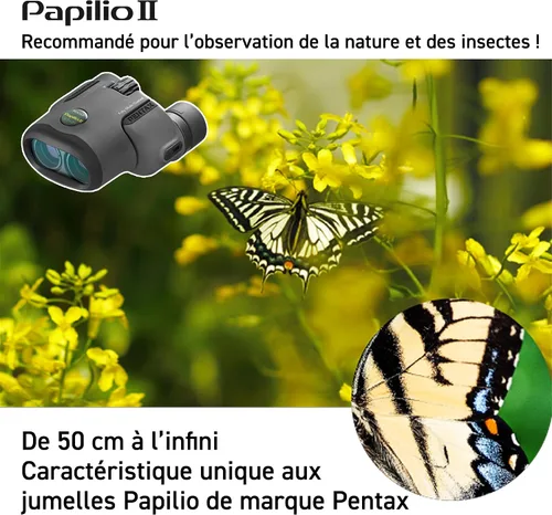 Vista 6 de Prismáticos Pentax Papilio II 6.5x21 (gris) adecuados para observar objetos tanto de cerca como de lejos