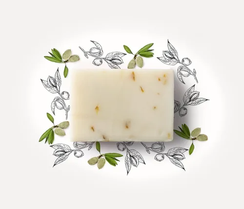 Vista 6 de Barra de jabón de almendras y caléndula, jabón fino francés artístico, para pieles sensibles y delicadas, sin perfume, para lavado de cara, cuerpo