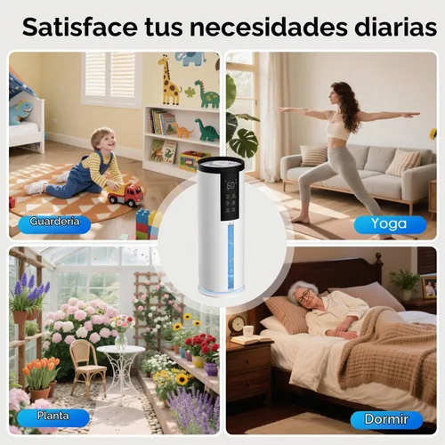 Vista 8 de Home Humidifier for Large Room, 2.11Gal Cool Mist Top Fill,120H Snow White