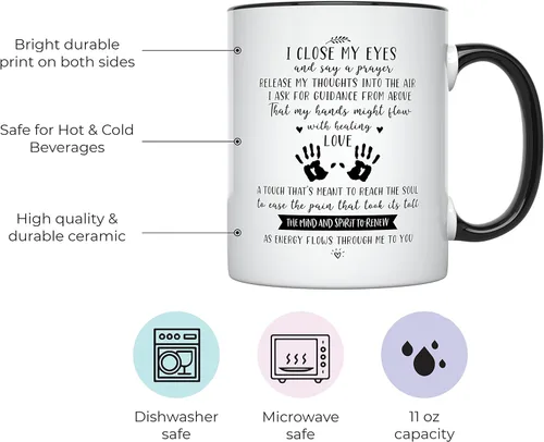 Vista 2 de YouNique Designs Taza de café para terapeuta de masaje, 11 onzas, regalos para masajistas, regalos de terapeuta de masaje para mujeres (mango negro)