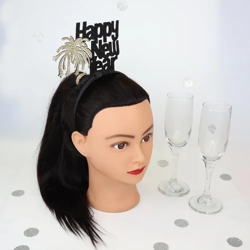 Vista 3 de 2024 Happy New Year Headband, Glitter Headwear Party Decorations, One Size Fits Most