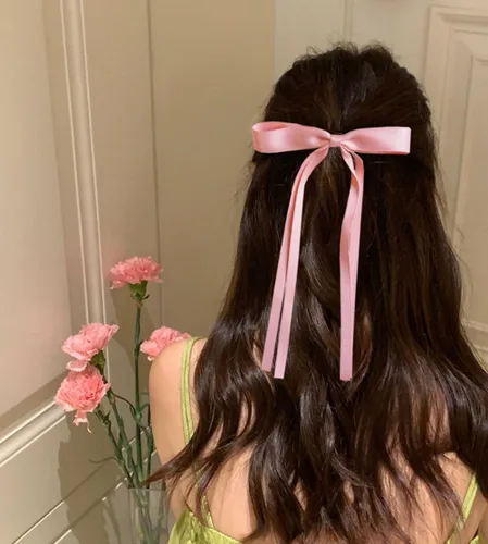 Vista 2 de 10 accesorios para el cabello de BetterJonny : pasadores con lazo con borla y cola larga para niñas, mujeres y adolescentes