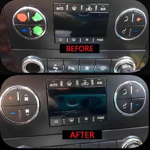 Vista 2 de x xotic tech Paquete de 2 calcomanías de botón de CA para automóvil, kit de reparación de botón de control de CA, compatible con Chevy Silverado
