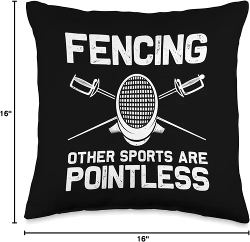 Vista 4 de Best Fencing Gift Fencing Accessories & Stuff Divertido diseño para hombres, mujeres, niños, esgrima, cojín deportivo, 16 x 16 pulgadas, multicolor