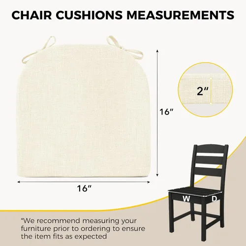 Vista 2 de downluxe Cojines para sillas de interior para sillas de comedor, almohadillas de espuma texturizada suaves y cómodas para sillas de cocina con lazos