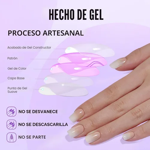 Vista 5 de BTArtbox - Uñas a presión, color crema de vainilla, cuadrado corto, melocotón degradado, 32 unidades 2+ Weeks Wear, Salon-Quality Natural Nails
