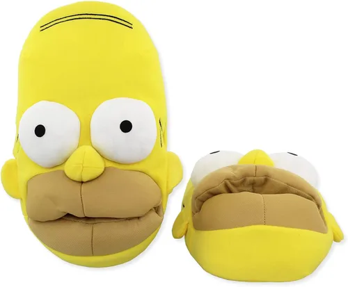 Vista 3 de The Simpsons Pantuflas faciales 3D Homer Simpson de felpa novedosas para hombres y adultos