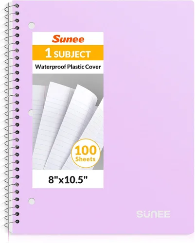 Vista 10 de SUNEE Cuaderno de espiral, 1 materia, papel rayado universitario, 8 x 10-1/2 pulgadas, 100 hojas por cuaderno, papel perforado de 3 agujeros