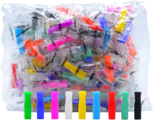 Vista 2 de Juego de 100 popotes de silicona reutilizables con cepillo de drenaje flexible para pajitas