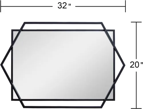 Vista 9 de Espejo de baño negro, espejo decorativo de 20 x 32 pulgadas para sala de estar con marco de metal hexagonal y rectangular, espejo de entrada