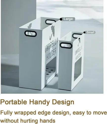 Vista 4 de Metal Square Umbrella Holder Umbrella/Cane/Walking Stick/Wrapping Paper Holder, Stand, Rack Organizer (Color : Bianco, Size : Small)