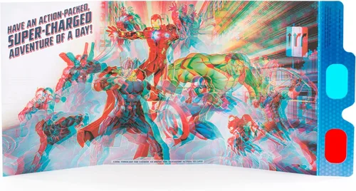Vista 2 de Hallmark Tarjeta de cumpleaños de los Vengadores con pegatinas 3D y gafas (los vengadores se ensamblan!) (499RZB7022)